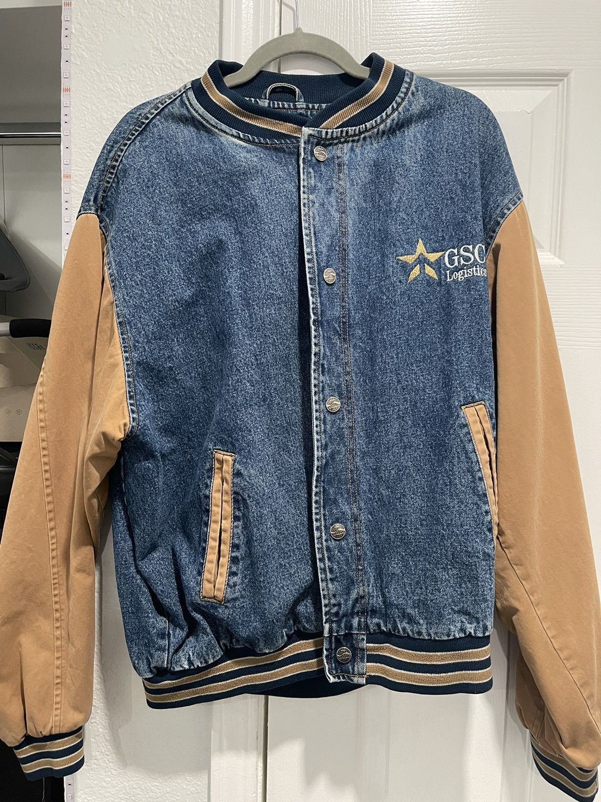 Vintage Vintage Denim Letterman Jacket Size US XL / EU 56 / 4 - 1 Thumbnail