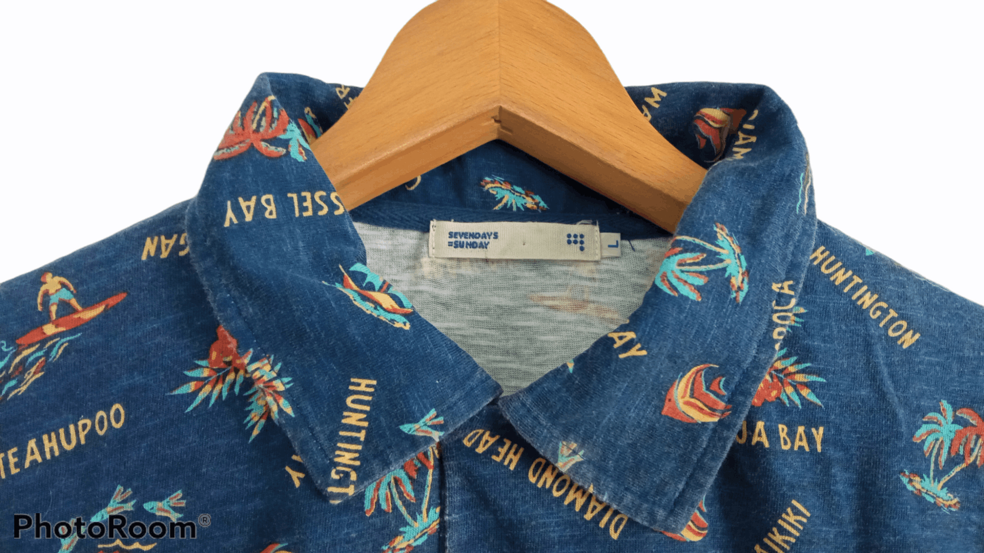 Japanese Brand × Vintage 🔥🔥Sevendays Sunday Full Print Hawaiian Polo T-Shirt Size US M / EU 48-50 / 2 - 11 Thumbnail