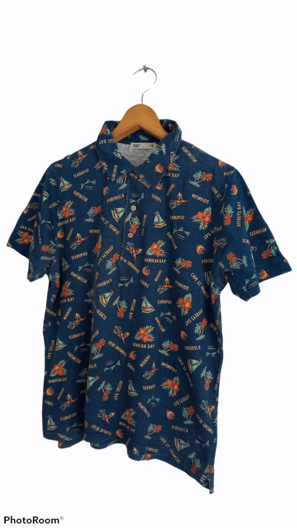 Japanese Brand × Vintage 🔥🔥Sevendays Sunday Full Print Hawaiian Polo T-Shirt Size US M / EU 48-50 / 2 - 3 Thumbnail