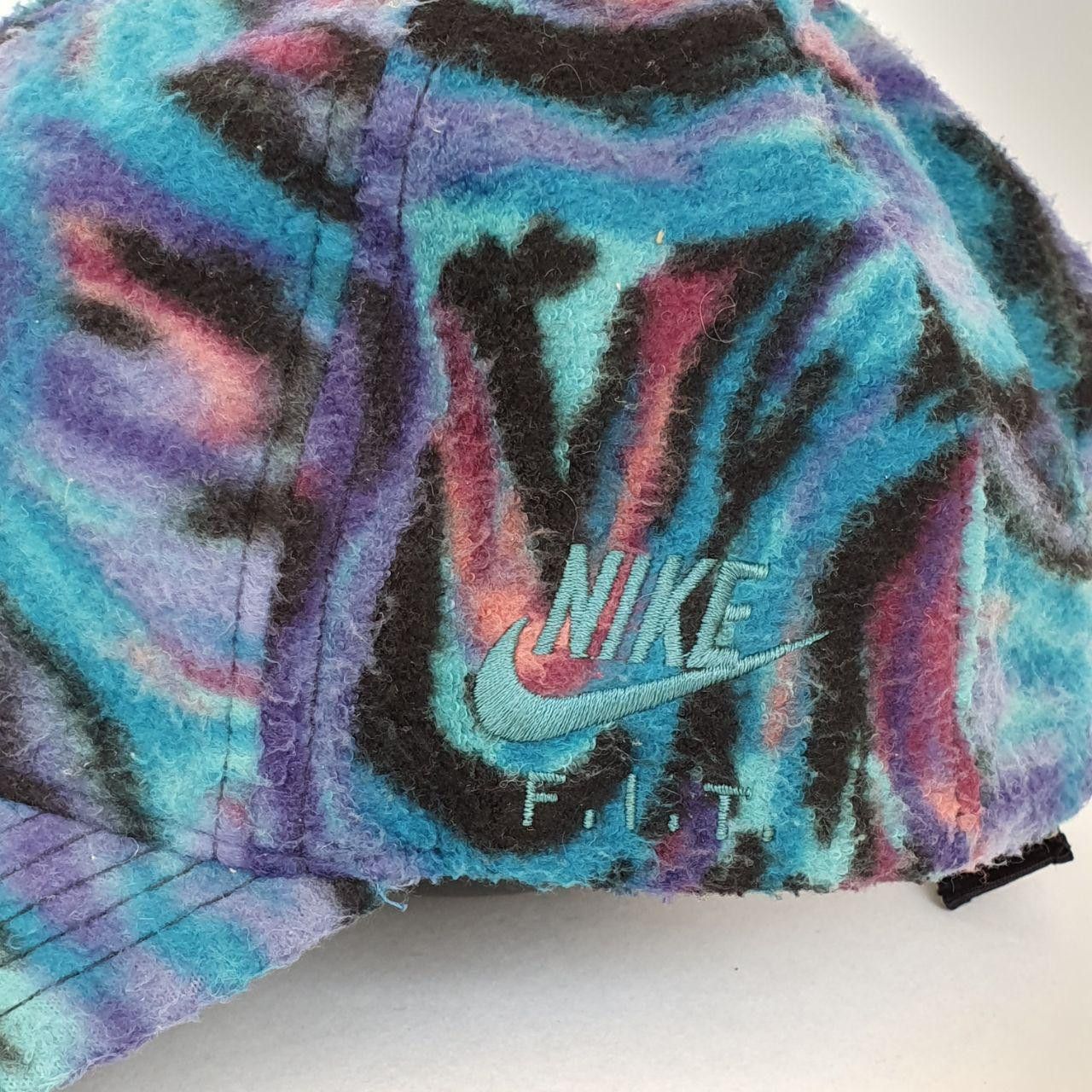 Nike × Vintage 90s NIKE FIT Fleece Winter Abstract Cap Hat Size ONE SIZE - 3 Thumbnail