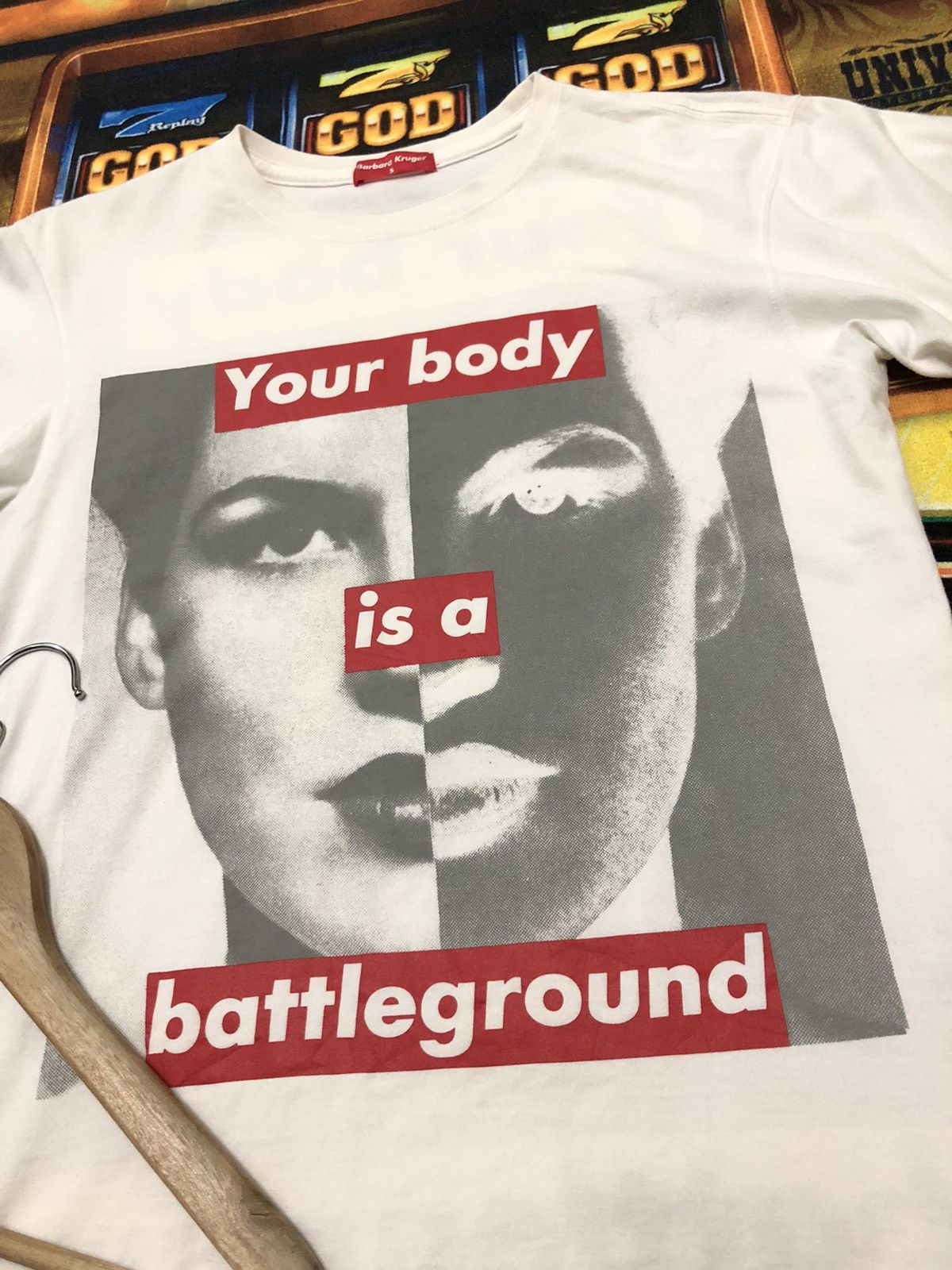 Japanese Brand VINTAGE BARBARA KRUGER YOUR BODY IS A BATTLE GROUND SHIRT Size US S / EU 44-46 / 1 - 2 Thumbnail
