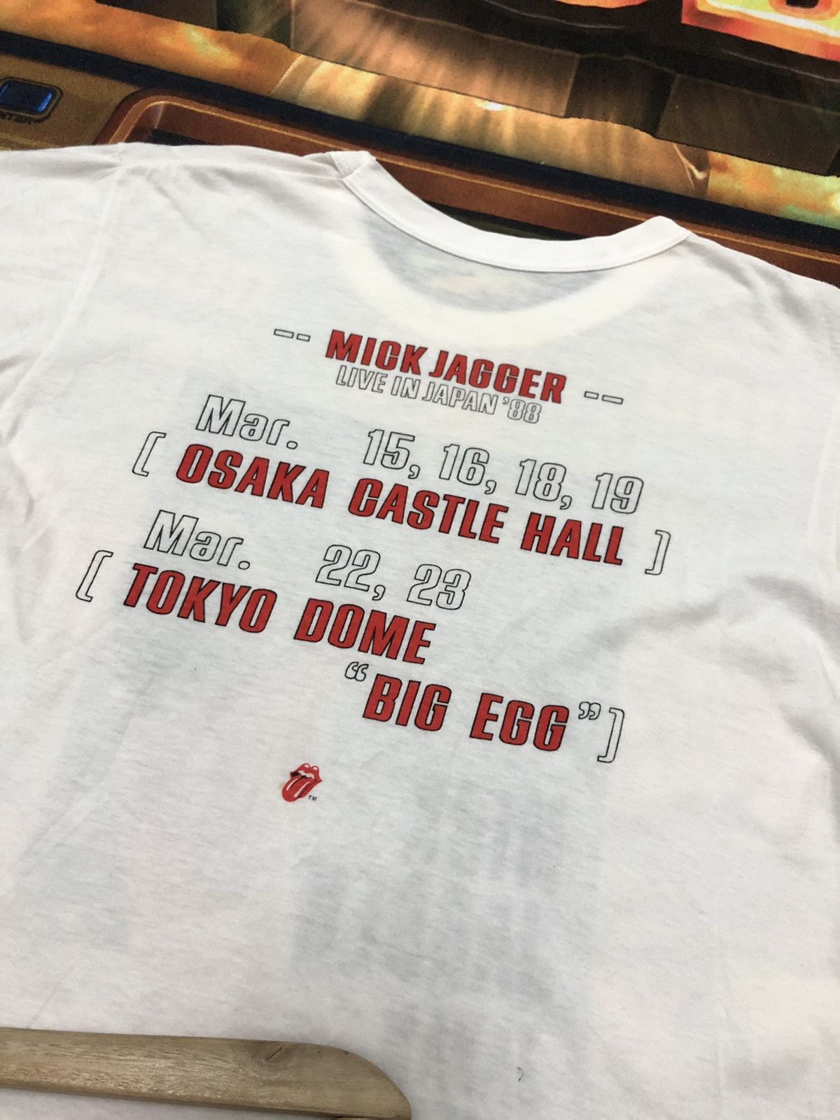 Band Tees × The Rolling Stones × Vintage VINTAGE 1988 MICK JAGGER LIVE IN JAPAN ‘88 PAPER THIN SHIRT Size US S / EU 44-46 / 1 - 7 Thumbnail