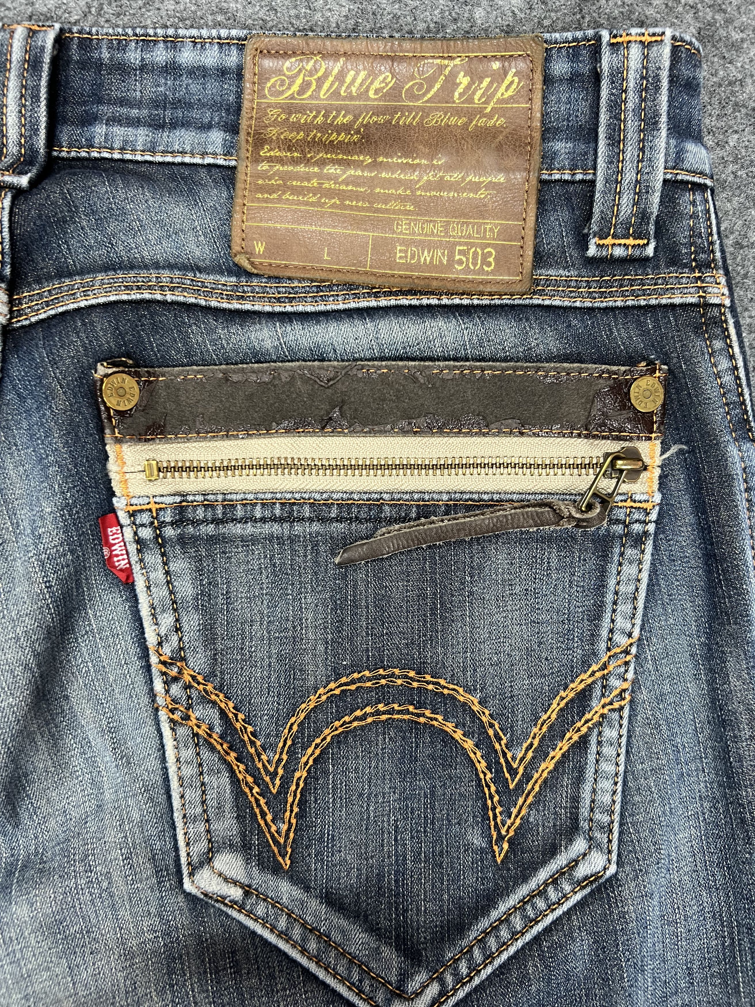 Edwin × Japanese Brand Edwin 503 Blue Trip Stretchable Jeans Size US 30 / EU 46 - 15 Thumbnail