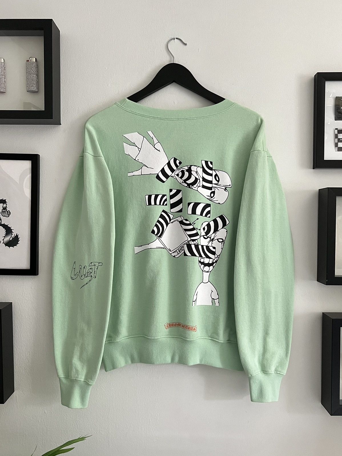 image of Chrome Hearts Matty Boy Japanese Release Lust Seafoam Crewneck in Seafoam Green, Men's (Size Small)