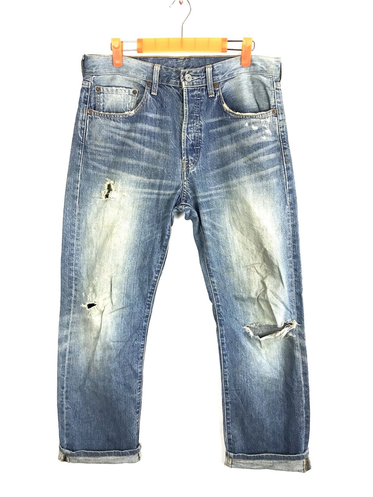 Levi's Vintage Clothing Levi’s 501 Blue Denim Jeans Distressed Vintage Size US 31 - 3 Thumbnail