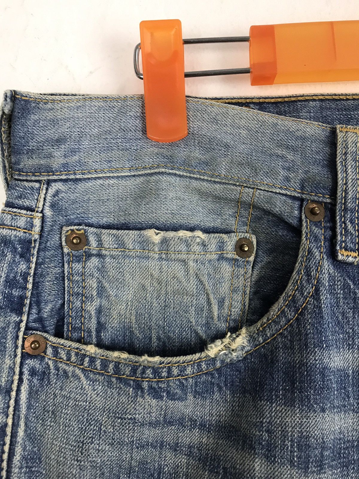 Levi's Vintage Clothing Levi’s 501 Blue Denim Jeans Distressed Vintage Size US 31 - 10 Thumbnail