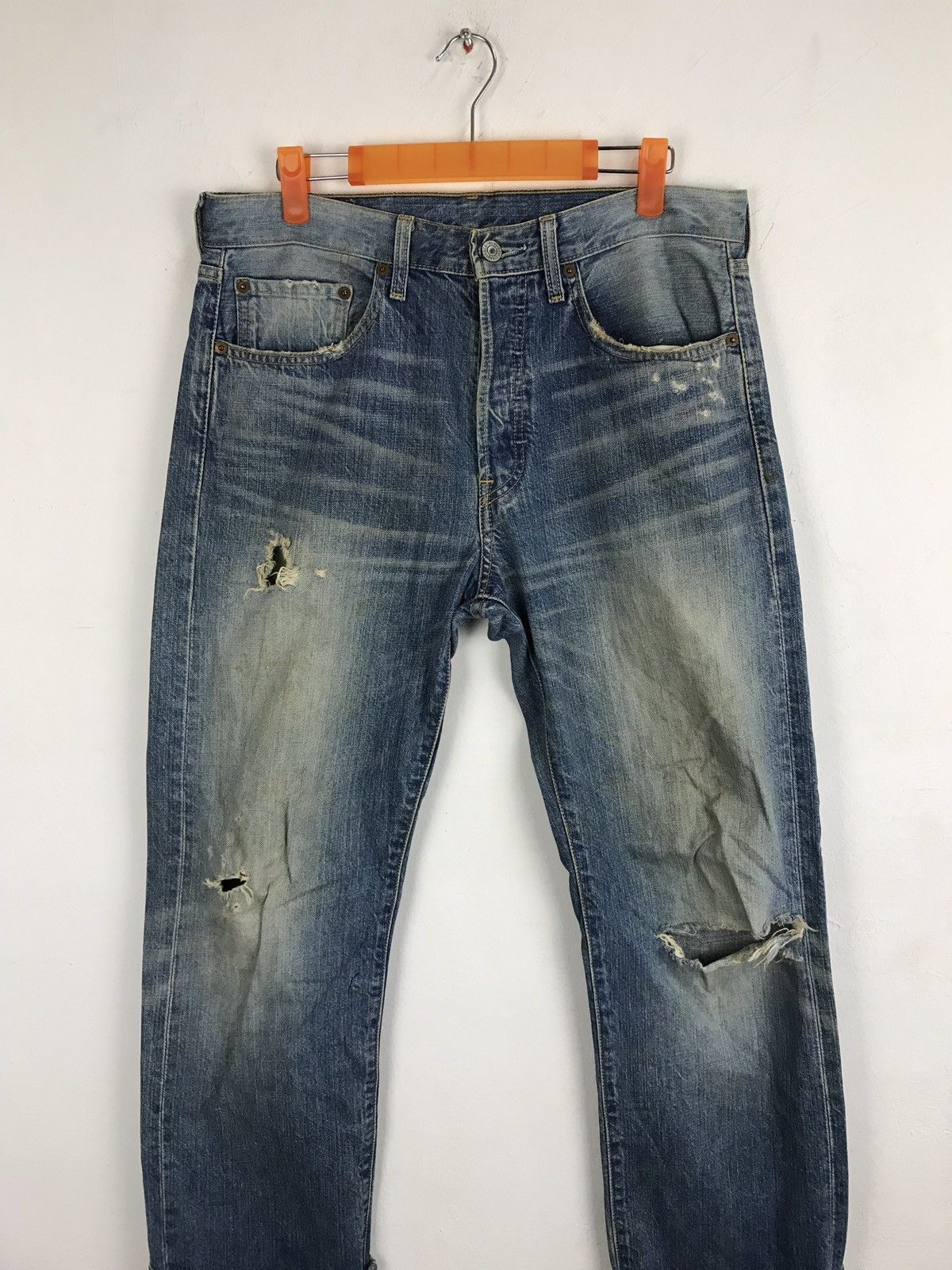 Levi's Vintage Clothing Levi’s 501 Blue Denim Jeans Distressed Vintage Size US 31 - 4 Thumbnail