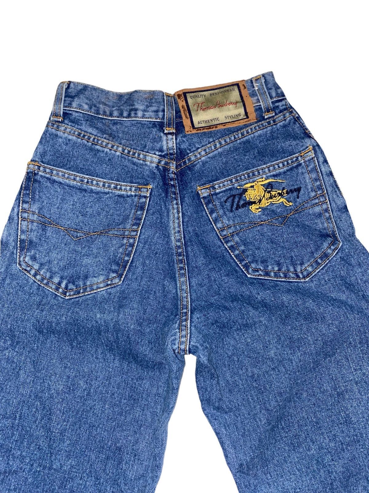 Burberry × Vintage Vtg THOMAS BURBERRY iconic logo spell out high waist jeans Size 25" / US 0 / IT 36 - 1 Thumbnail