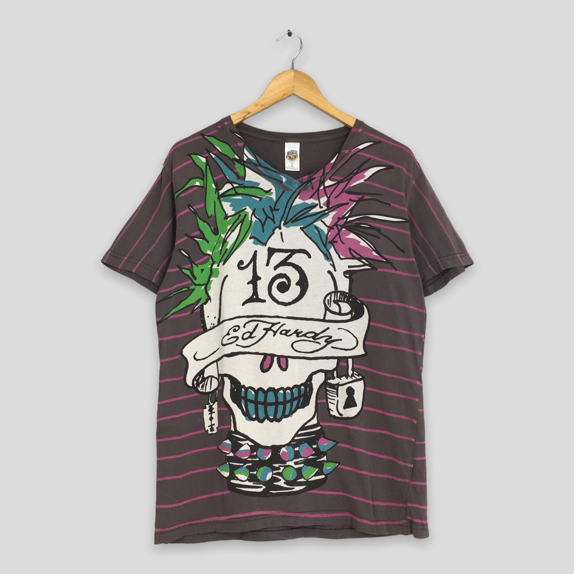image of Christian Audigier x Ed Hardy Vintage Y2K Don Ed Hardy By Christian Audiegie T Shirt Large in Grey