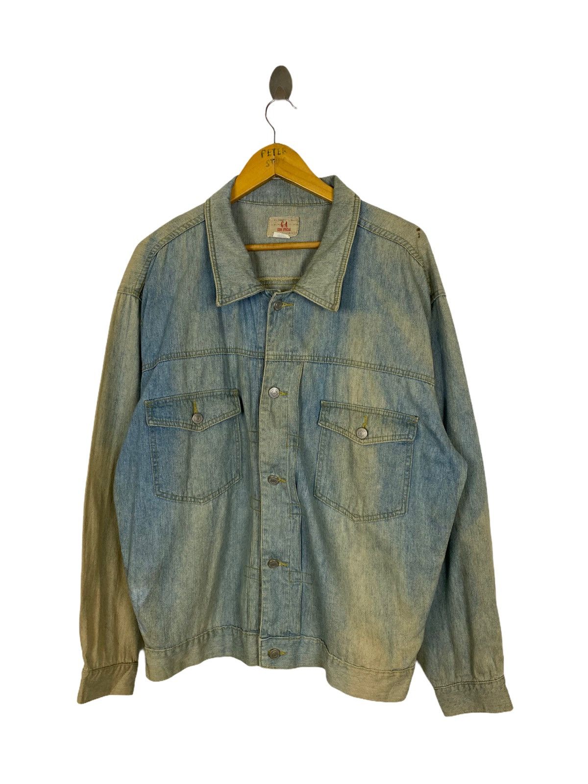 image of Vintage Ga Side Special Denim Jacket in Blue Distressed, Men's (Size Large)