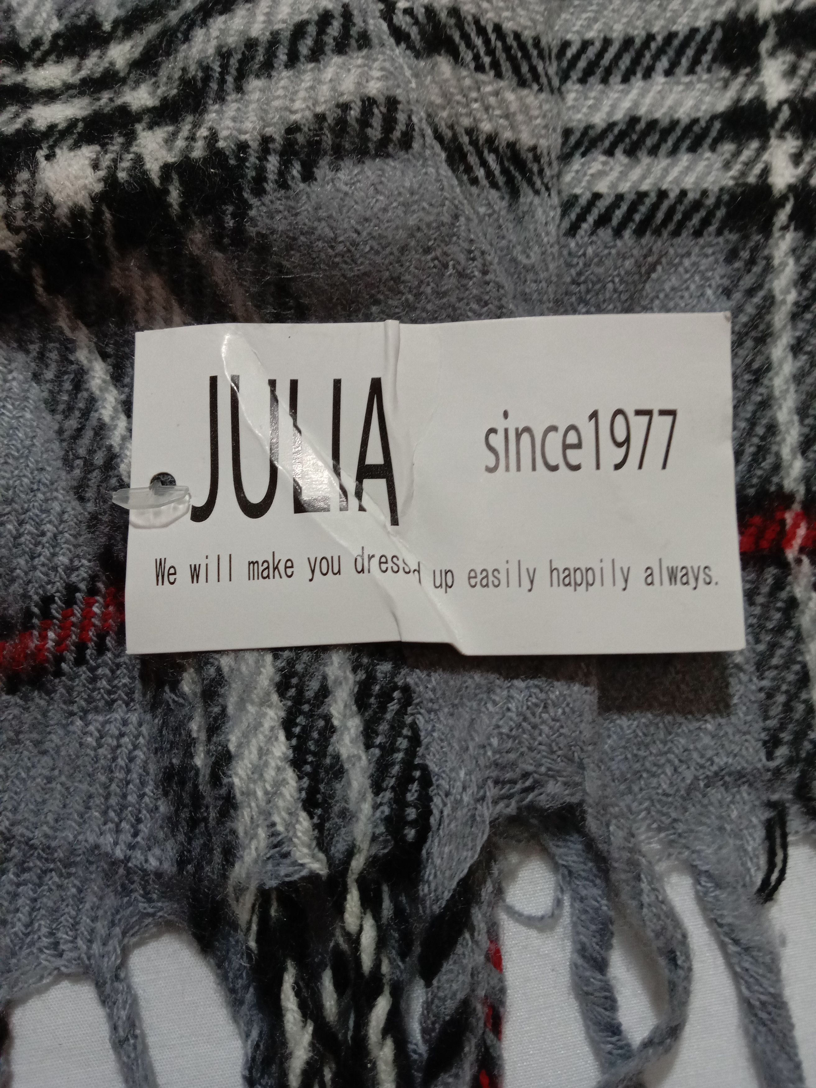 Designer Julia Muffler/Scarf Gray Color Check Plaid Design Size ONE SIZE - 2 Thumbnail