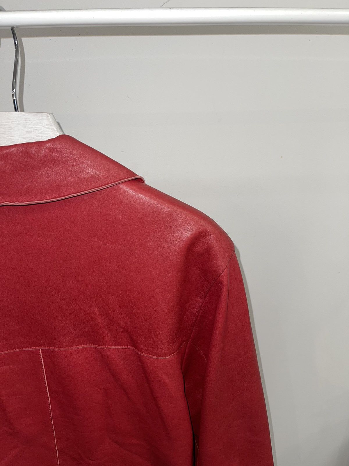 Versace Versace Small Logo Red Biker Leather Jacket Size US M / EU 48-50 / 2 - 5 Thumbnail