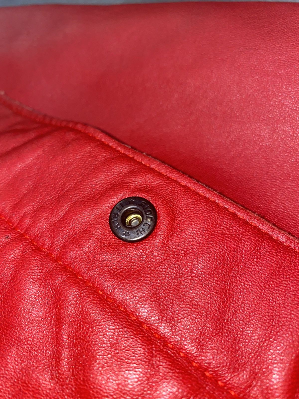 Versace Versace Small Logo Red Biker Leather Jacket Size US M / EU 48-50 / 2 - 16 Thumbnail