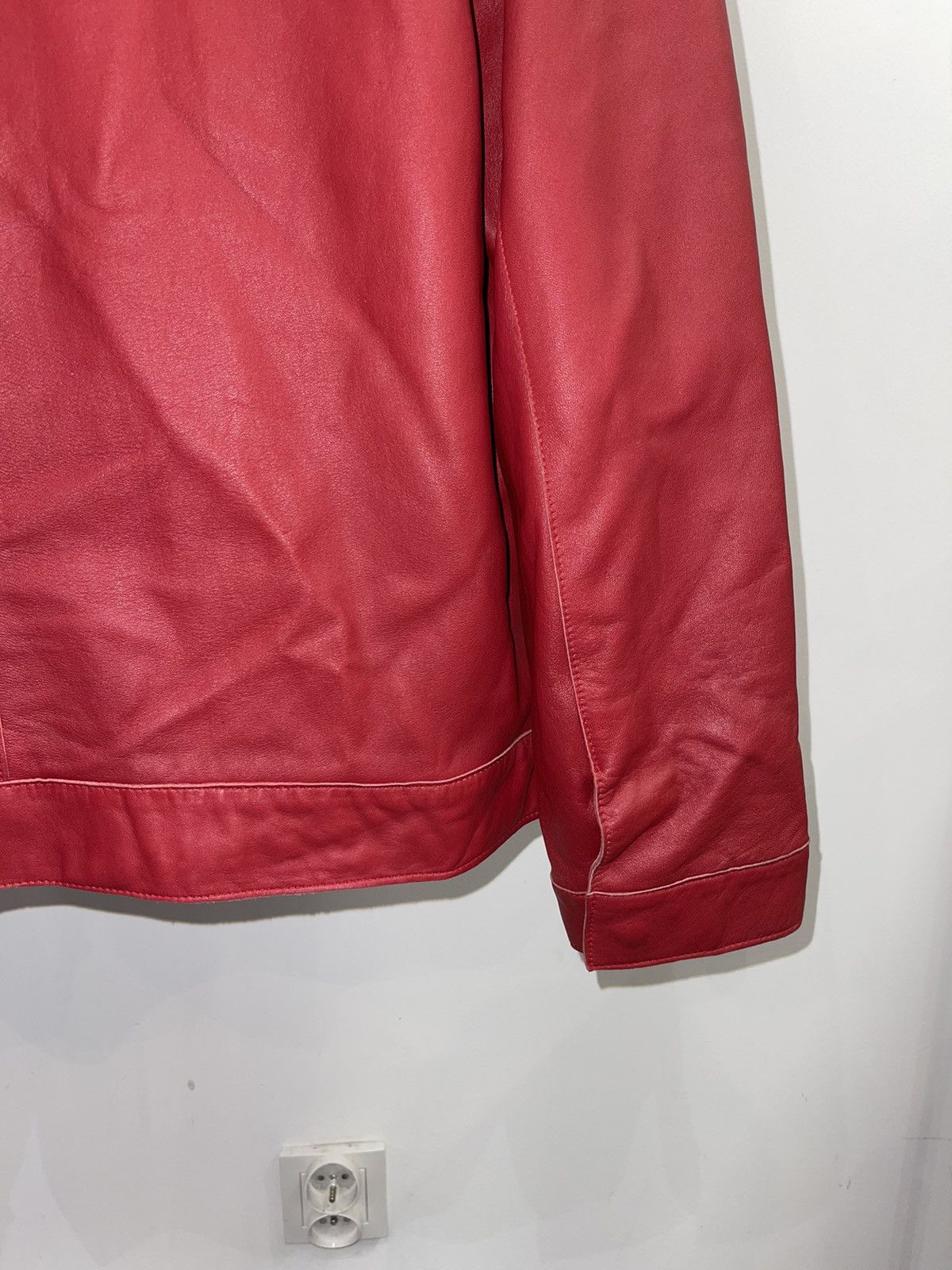 Versace Versace Small Logo Red Biker Leather Jacket Size US M / EU 48-50 / 2 - 6 Thumbnail
