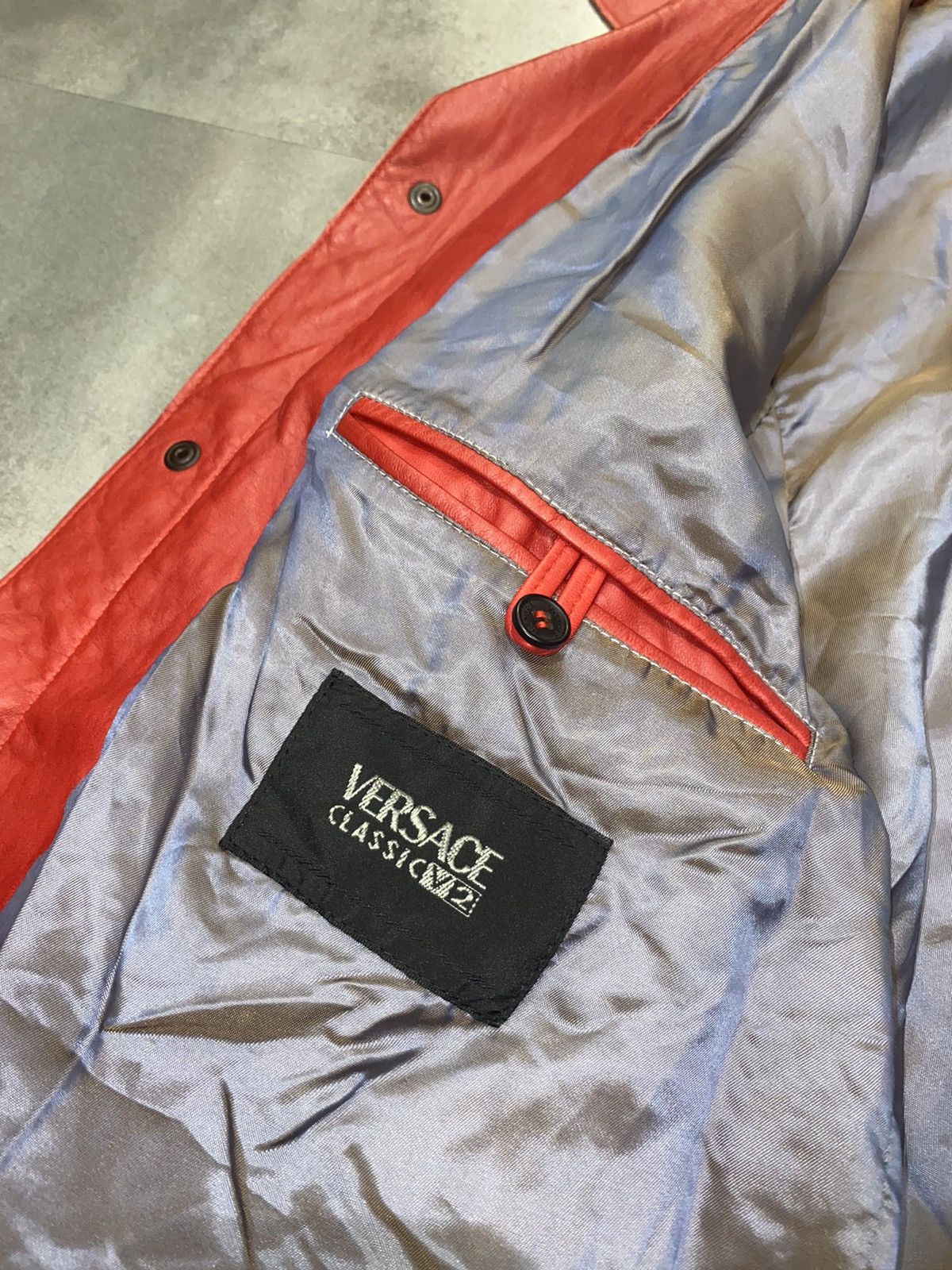 Versace Versace Small Logo Red Biker Leather Jacket Size US M / EU 48-50 / 2 - 17 Thumbnail
