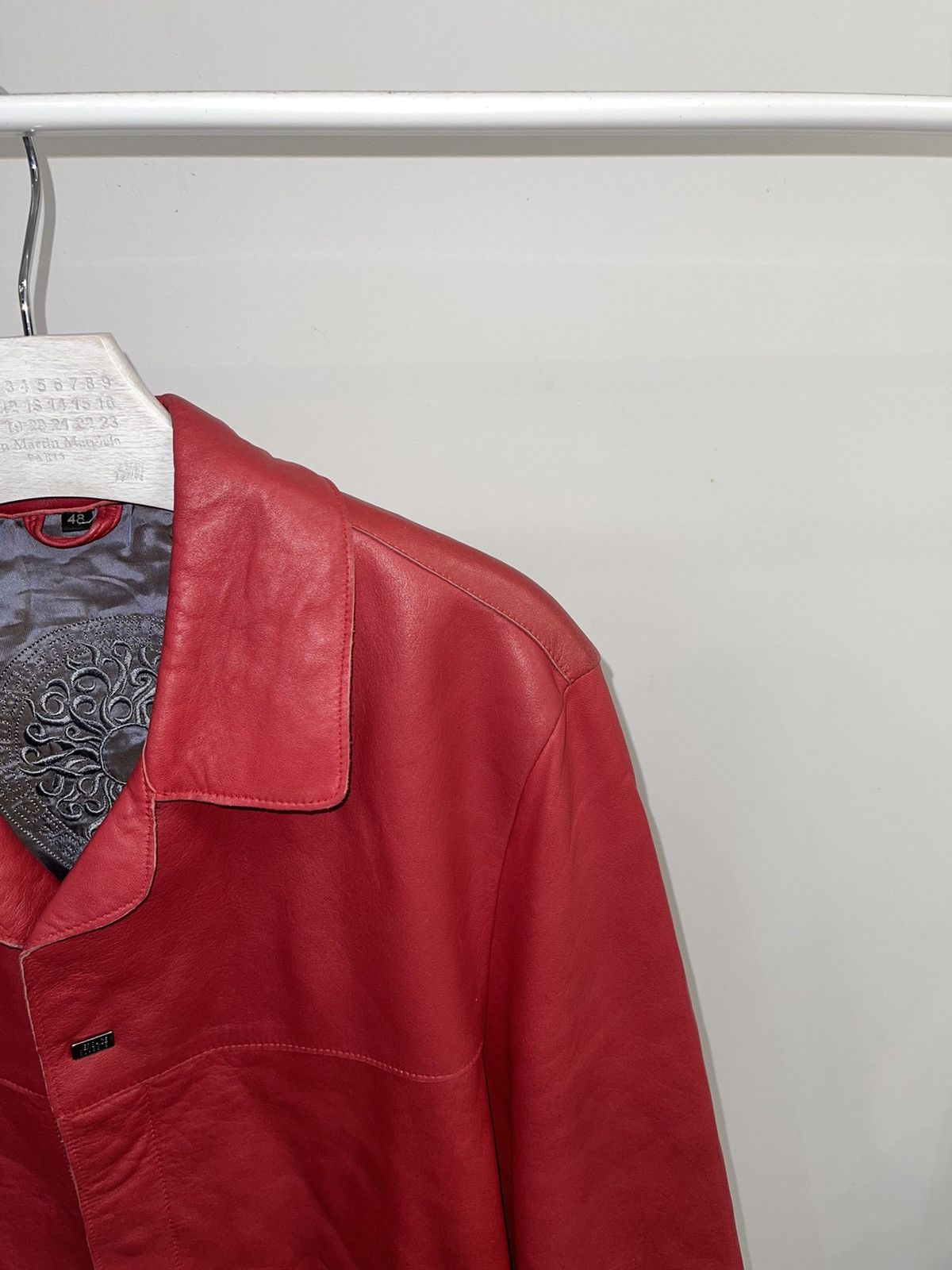 Versace Versace Small Logo Red Biker Leather Jacket Size US M / EU 48-50 / 2 - 2 Thumbnail