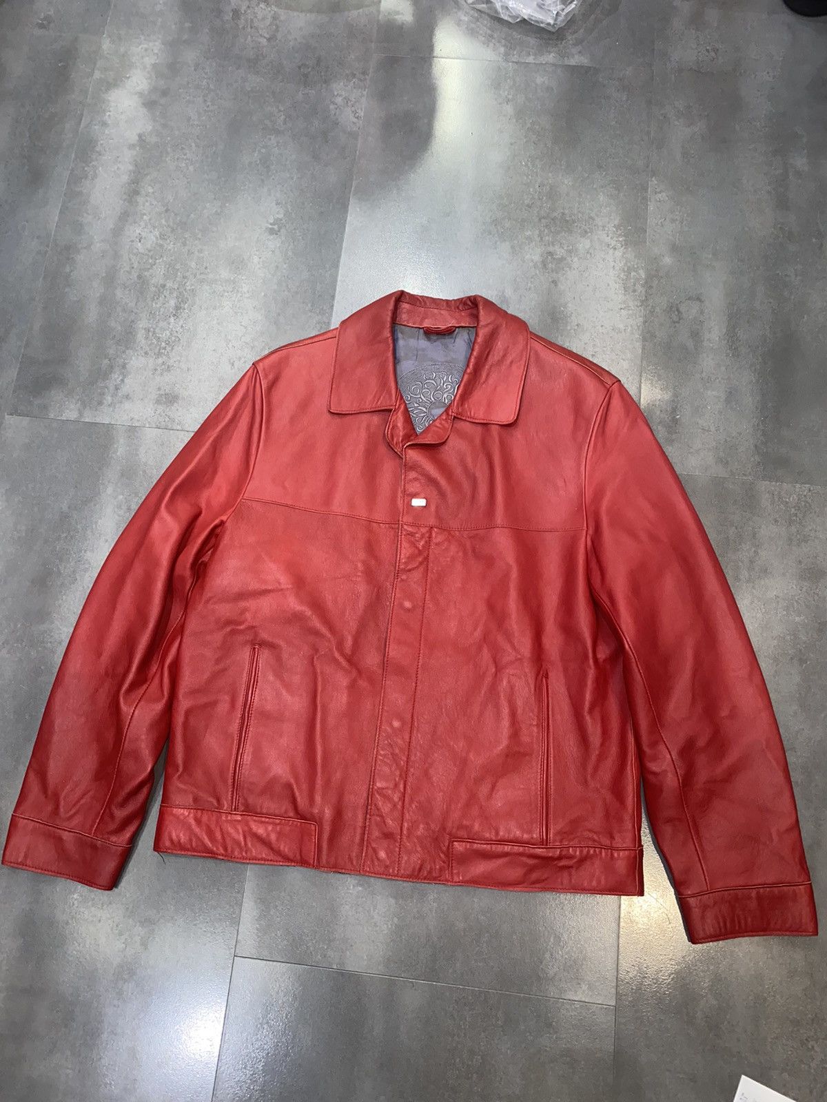 Versace Versace Small Logo Red Biker Leather Jacket Size US M / EU 48-50 / 2 - 9 Thumbnail