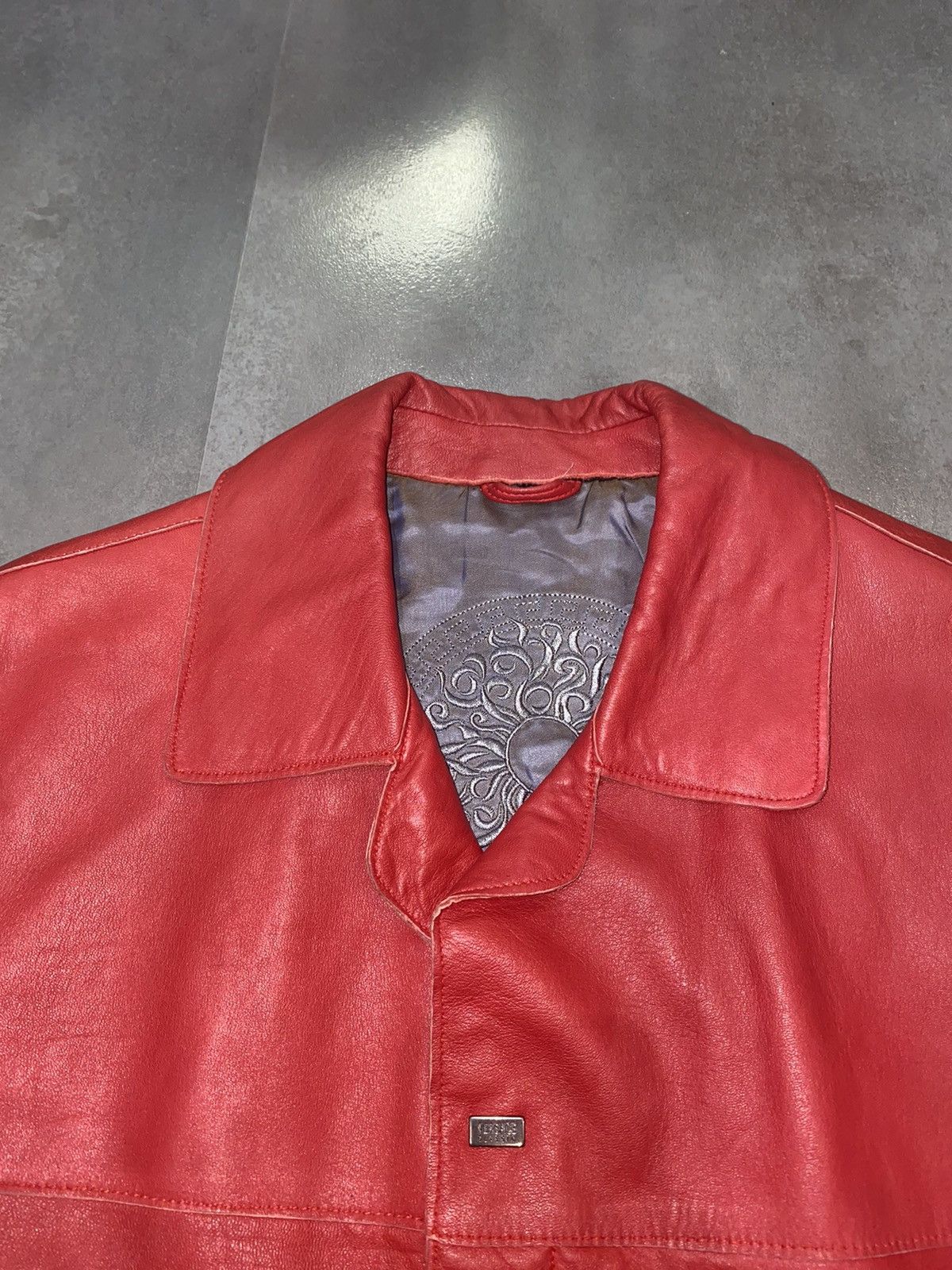 Versace Versace Small Logo Red Biker Leather Jacket Size US M / EU 48-50 / 2 - 10 Thumbnail