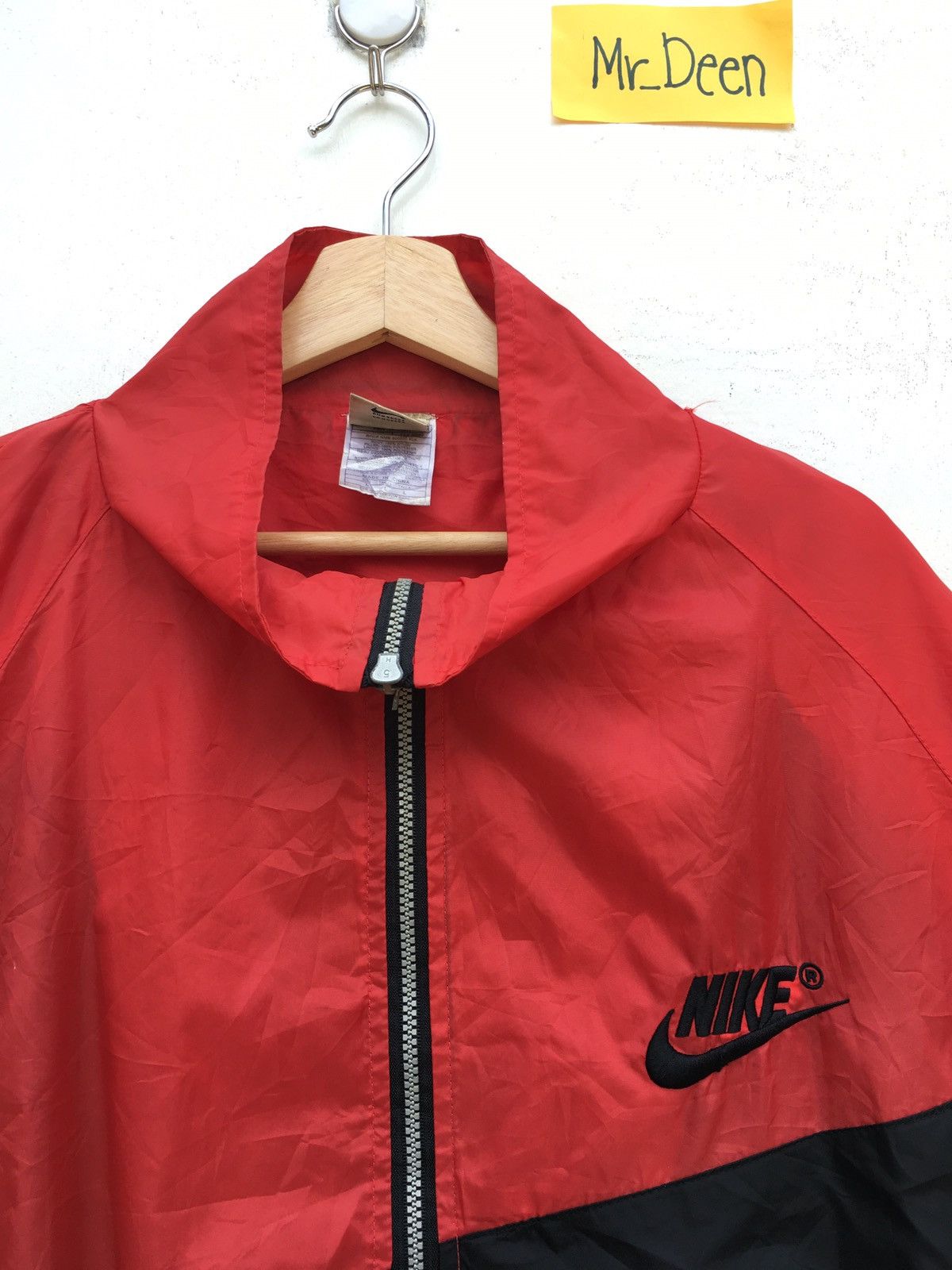 Nike Vintage Red Nike Big Black Logo Swoosh Windbreaker Size US XL / EU 56 / 4 - 5 Thumbnail