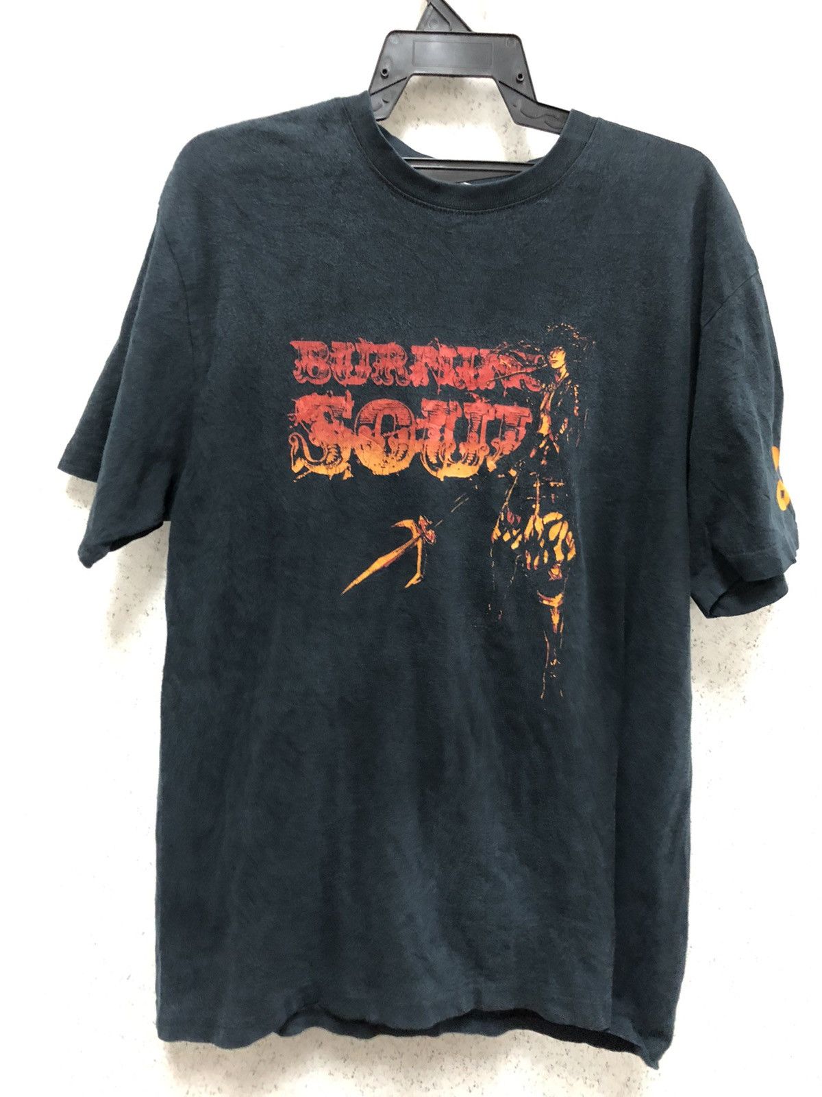 image of Cartoon Network x Vintage Anime Burnin Soul in Black Faded, Men's (Size XL)