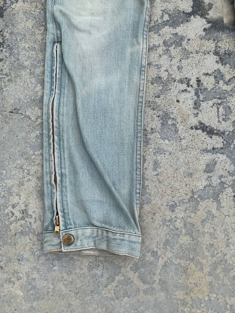 Japanese Brand Vintage RNA Assymetrical Zipper Biker Denim Washed Jeans Size 29" - 6 Thumbnail