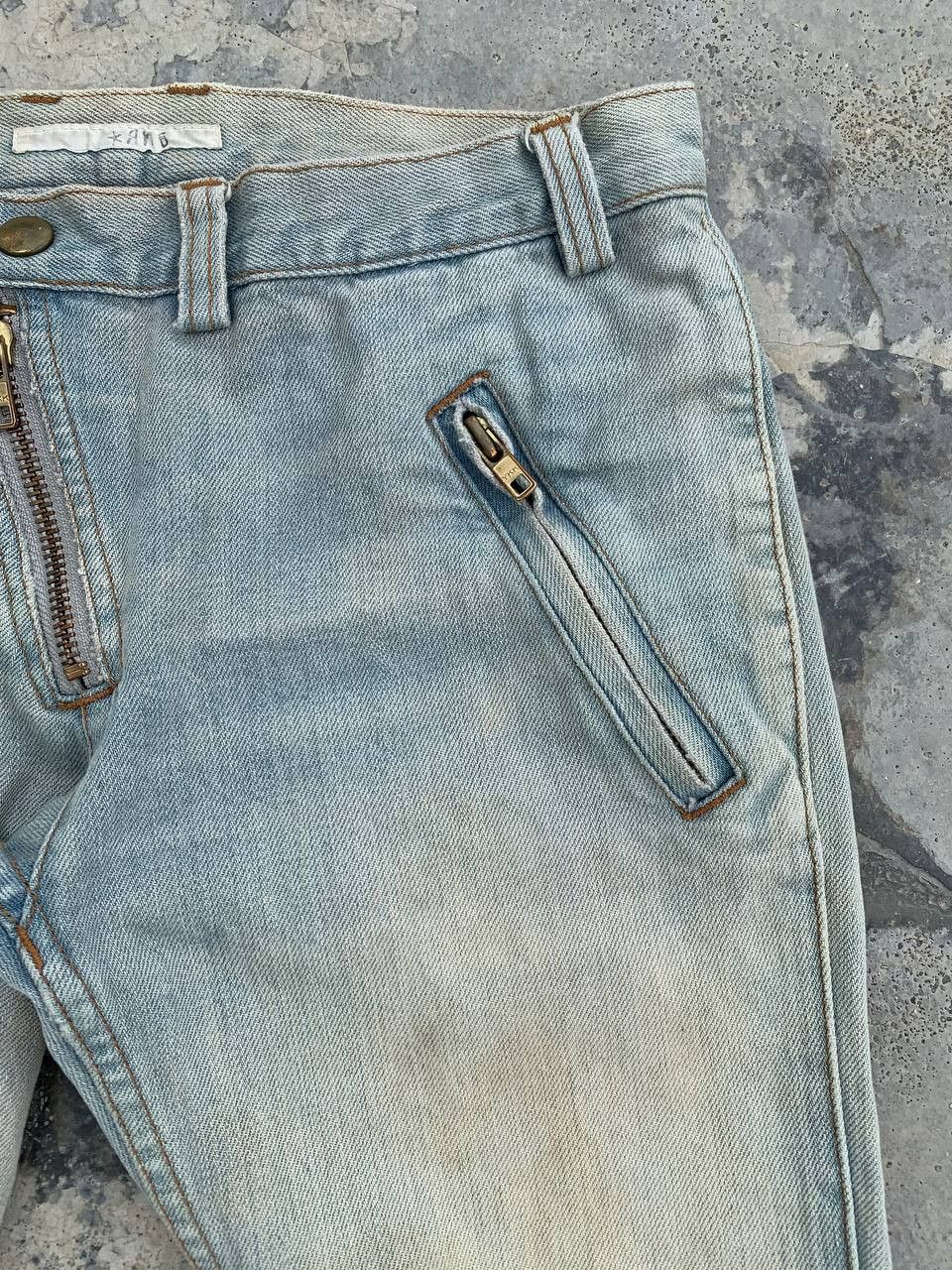 Japanese Brand Vintage RNA Assymetrical Zipper Biker Denim Washed Jeans Size 29" - 3 Thumbnail