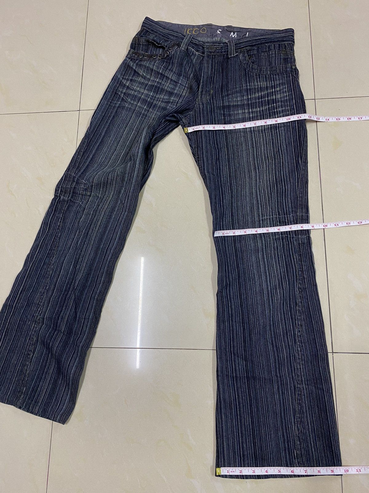 Japanese Brand Ikka Pinstriped Flared Denim