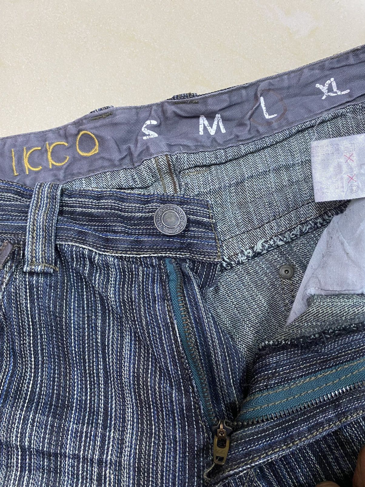 Japanese Brand Ikka Pinstriped Flared Denim