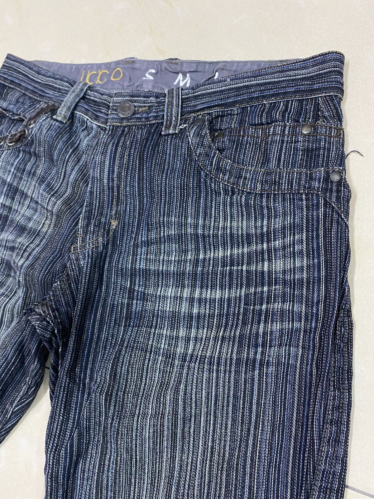 Japanese Brand Ikka Pinstriped Flared Denim