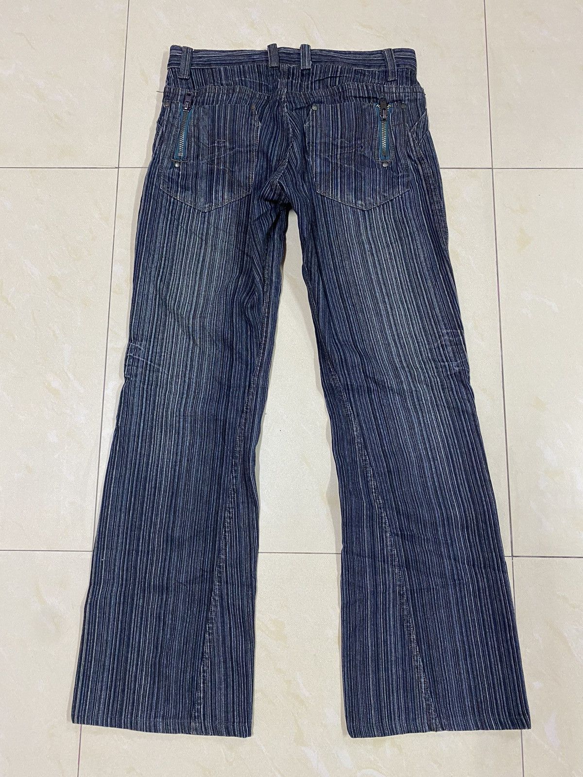 Japanese Brand Ikka Pinstriped Flared Denim