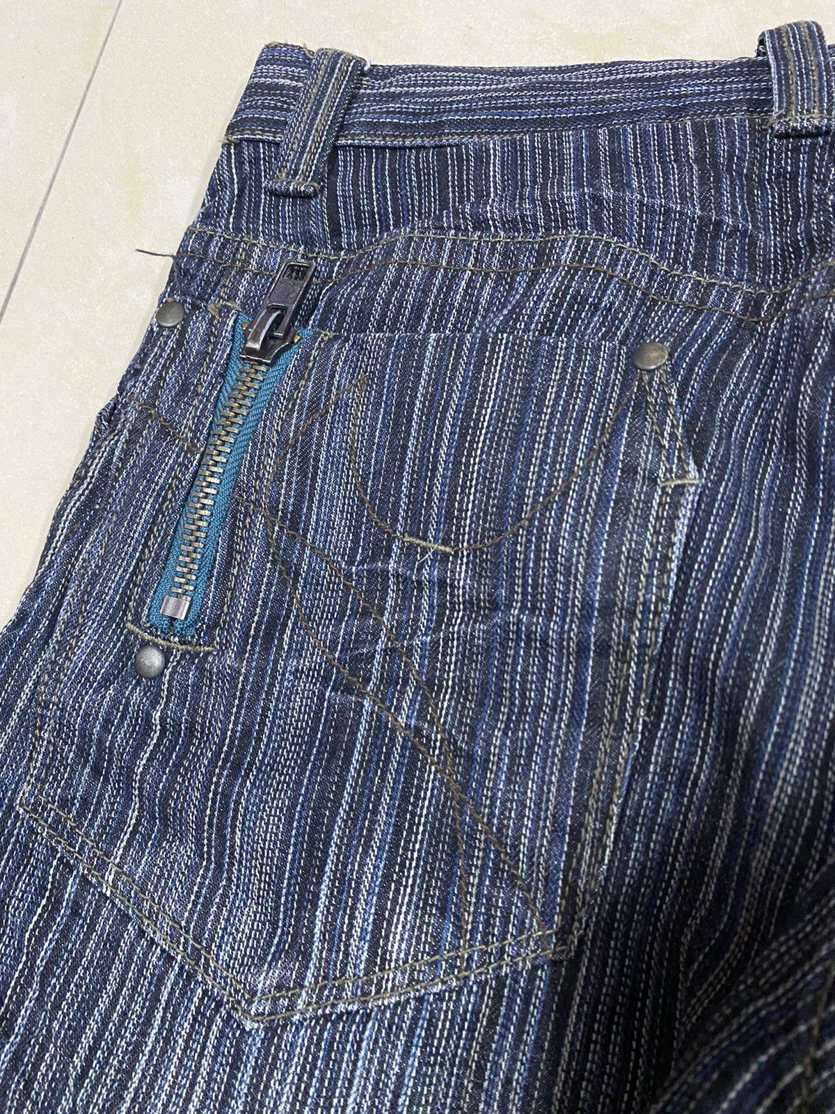 Japanese Brand Ikka Pinstriped Flared Denim