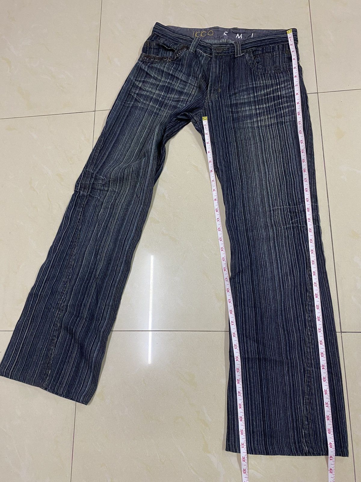 Japanese Brand Ikka Pinstriped Flared Denim