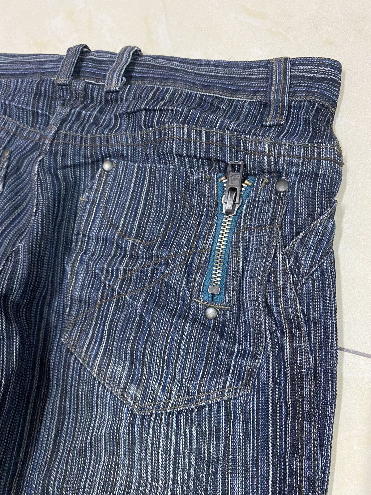 Japanese Brand Ikka Pinstriped Flared Denim