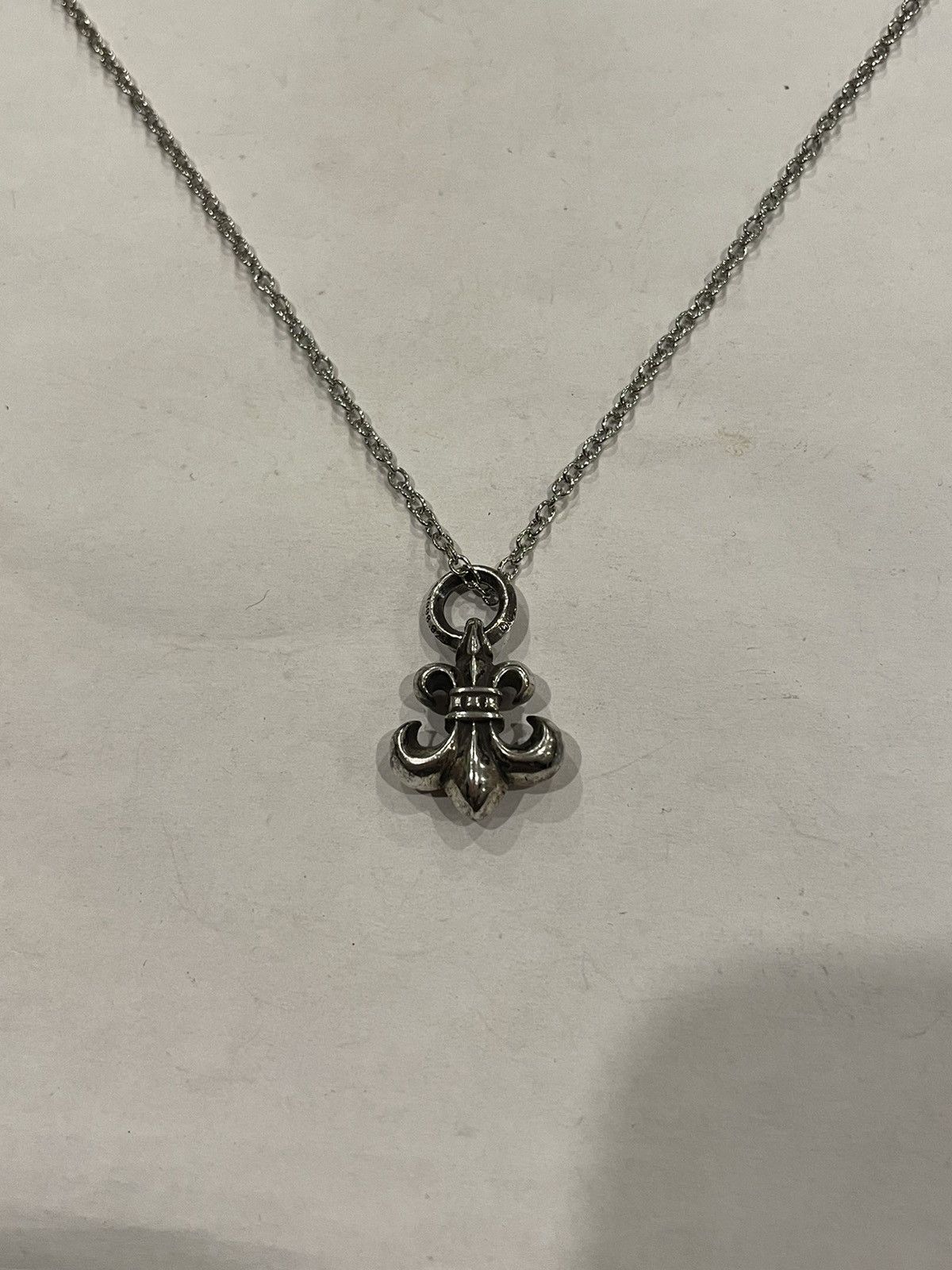 image of Chrome Hearts Bs Fleur Pendant Roll Chain Silver Necklace, Men's