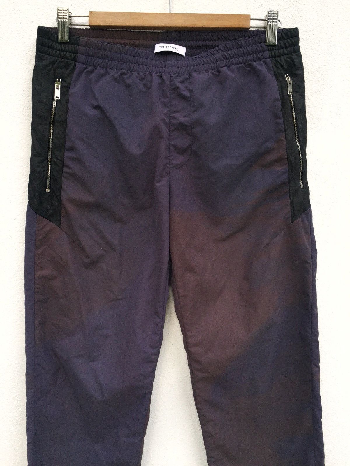 Tim Coppens DOPE🔥"Lux” Slim Leather Trimmed Nylon Jogger Pants Size US 32 / EU 48 - 3 Thumbnail