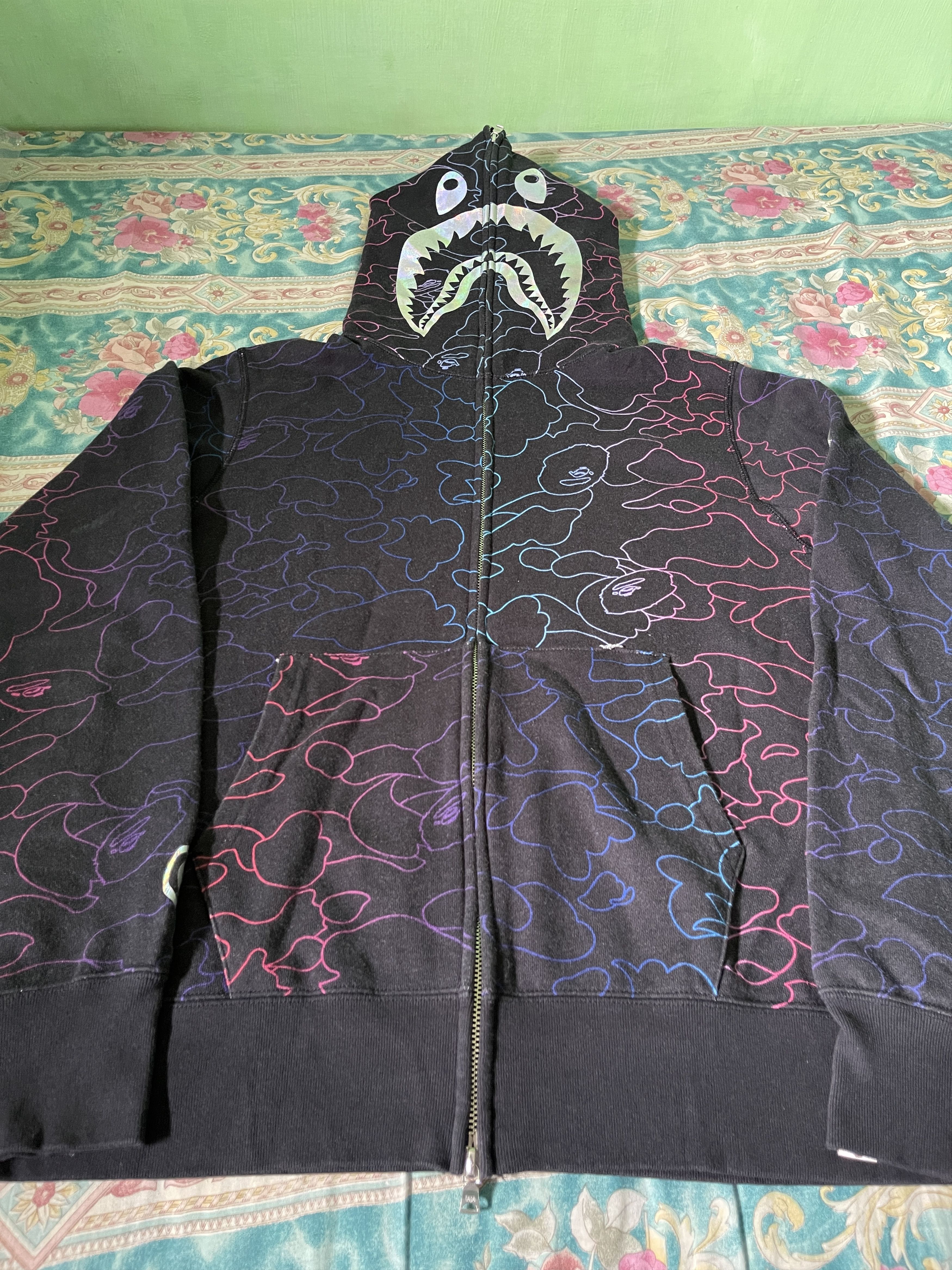 Bape Hoodie Bape Shark Stencil Camo Size US L / EU 52-54 / 3 - 3 Thumbnail