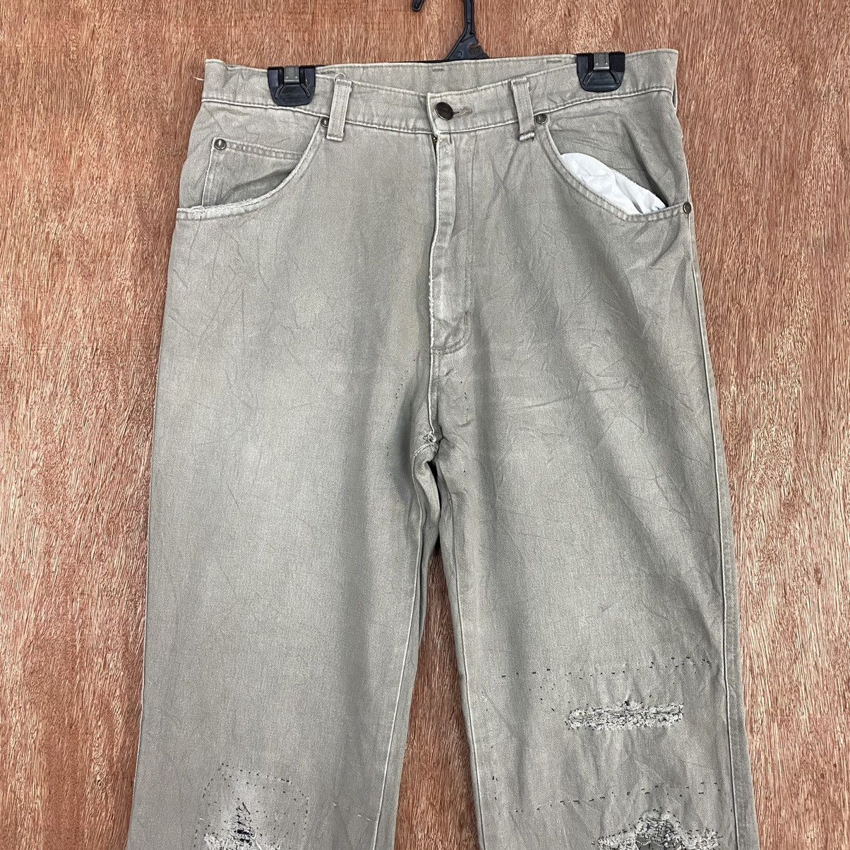 Wrangler DL Wrangler Grey Straight distressed sashiko Pants #c776 Size US 30 / EU 46 - 2 Thumbnail