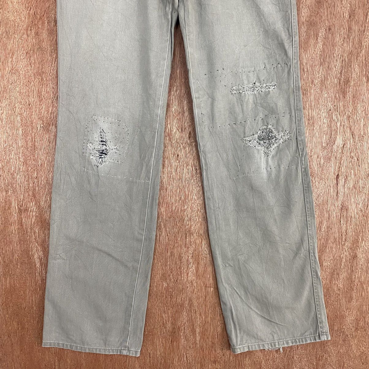 Wrangler DL Wrangler Grey Straight distressed sashiko Pants #c776 Size US 30 / EU 46 - 3 Thumbnail