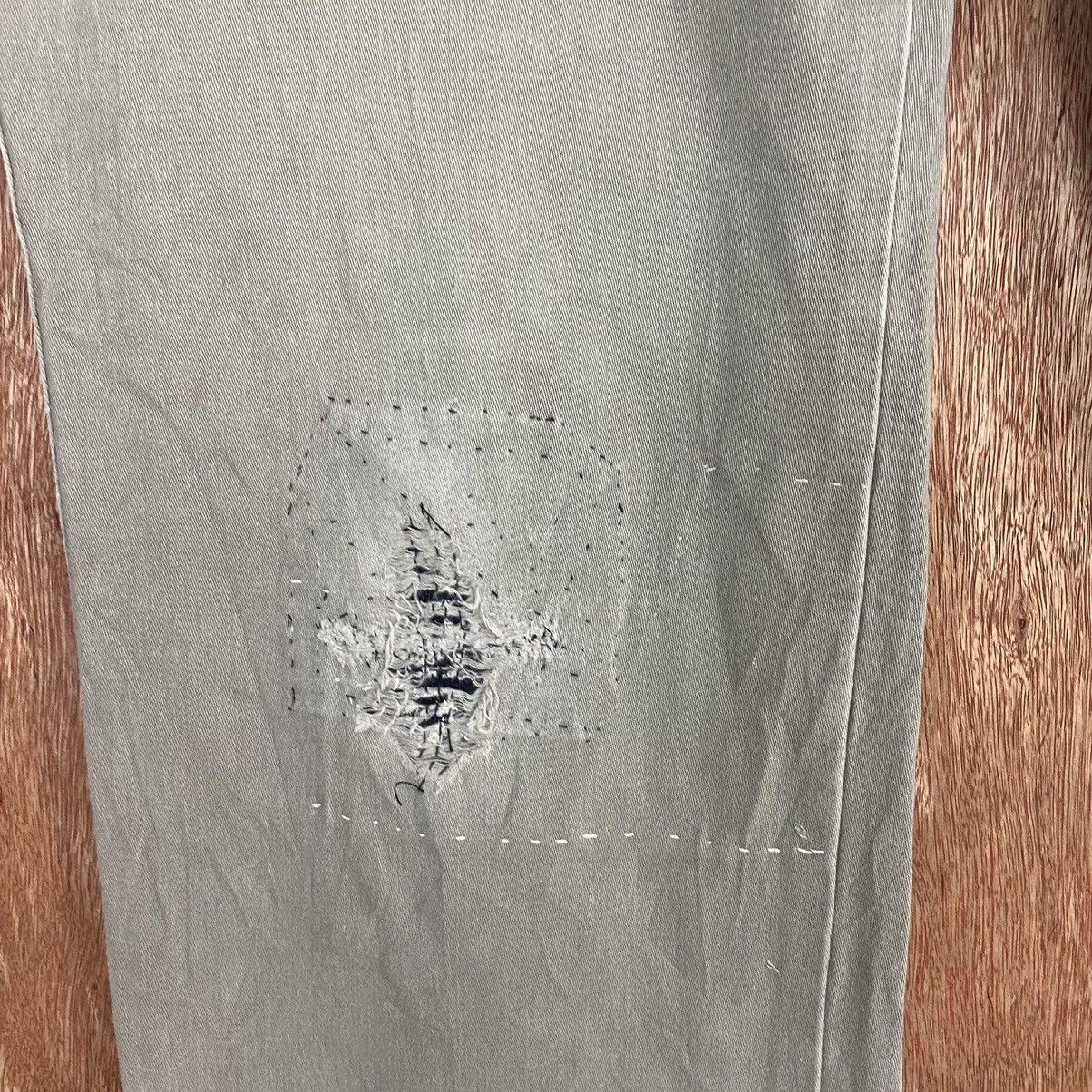 Wrangler DL Wrangler Grey Straight distressed sashiko Pants #c776 Size US 30 / EU 46 - 6 Thumbnail