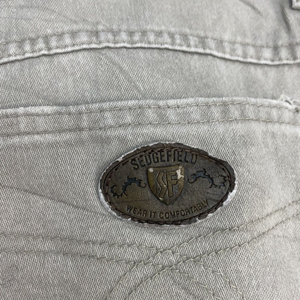 Wrangler DL Wrangler Grey Straight distressed sashiko Pants #c776 Size US 30 / EU 46 - 12 Thumbnail