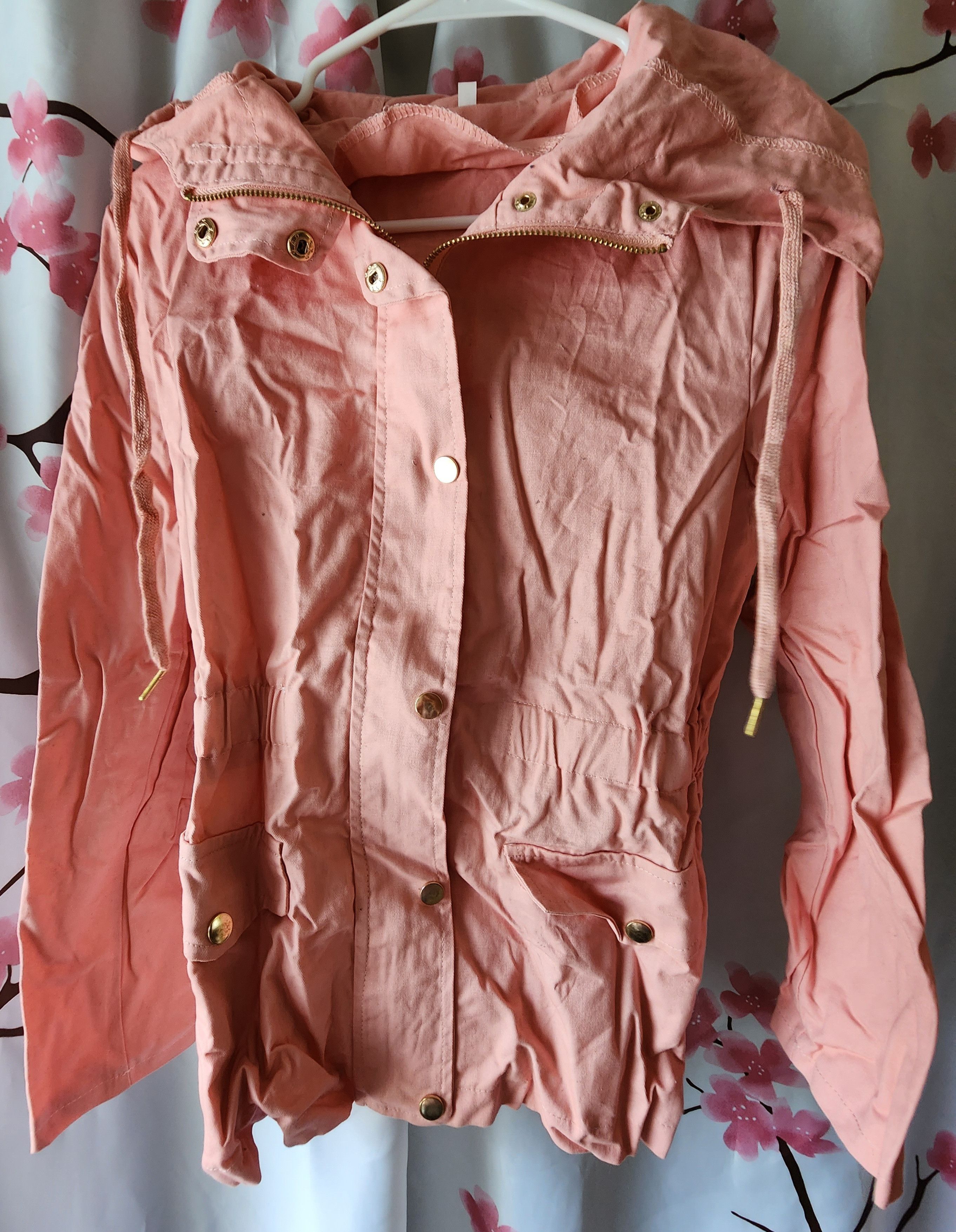 Other Pink Gold Button Zipper Jacket Coat Hooded Size Small Size S / US 4 / IT 40 - 3 Thumbnail