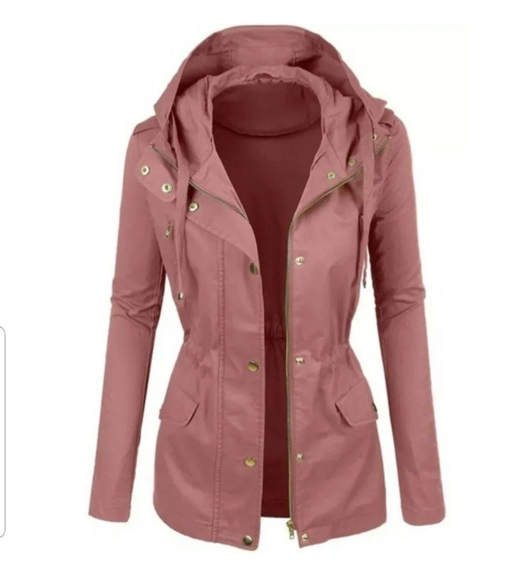 Other Pink Gold Button Zipper Jacket Coat Hooded Size Small Size S / US 4 / IT 40 - 1 Thumbnail