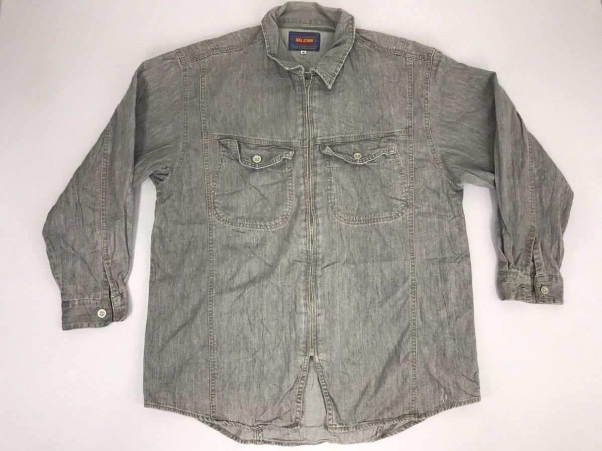 Big John Vintage 90s Big John of Denim Zipper Shirt Western Design Size US XL / EU 56 / 4 - 1 Thumbnail