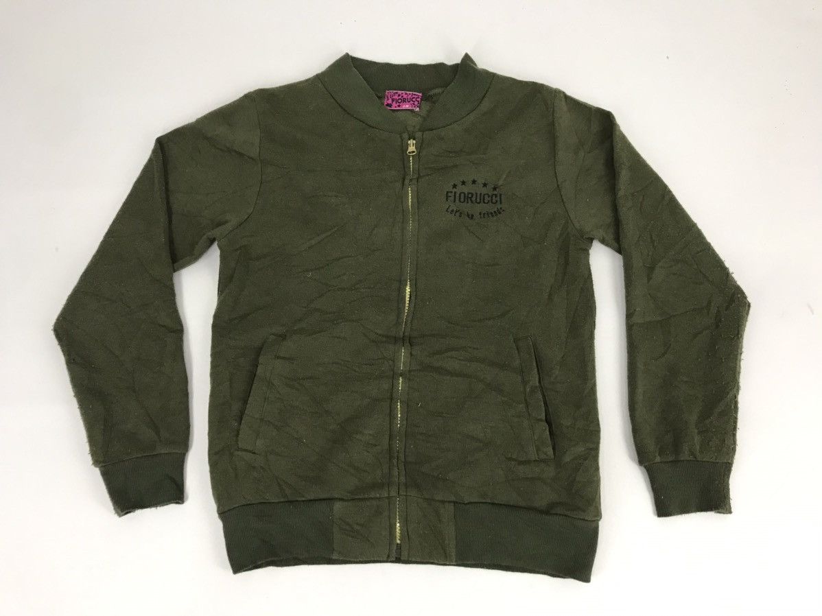 image of Vintage Fiorucci Sweatshirt Jacket Design Inspired Designer in Dark Green, Women's (Size Small)