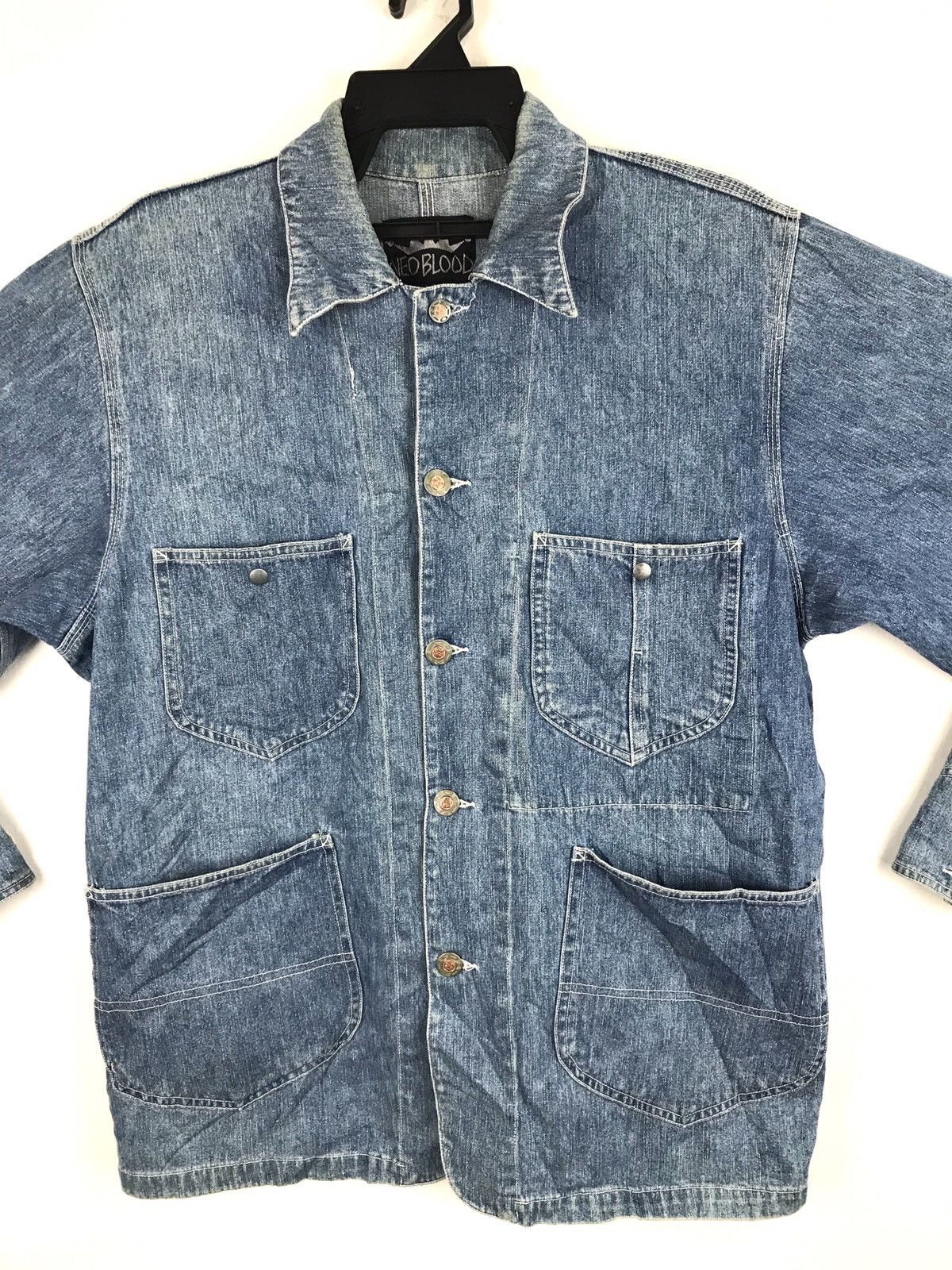 Japanese Brand Neo Blood Denim Jacket Four Pockets Trucker Workwear Size US L / EU 52-54 / 3 - 2 Thumbnail