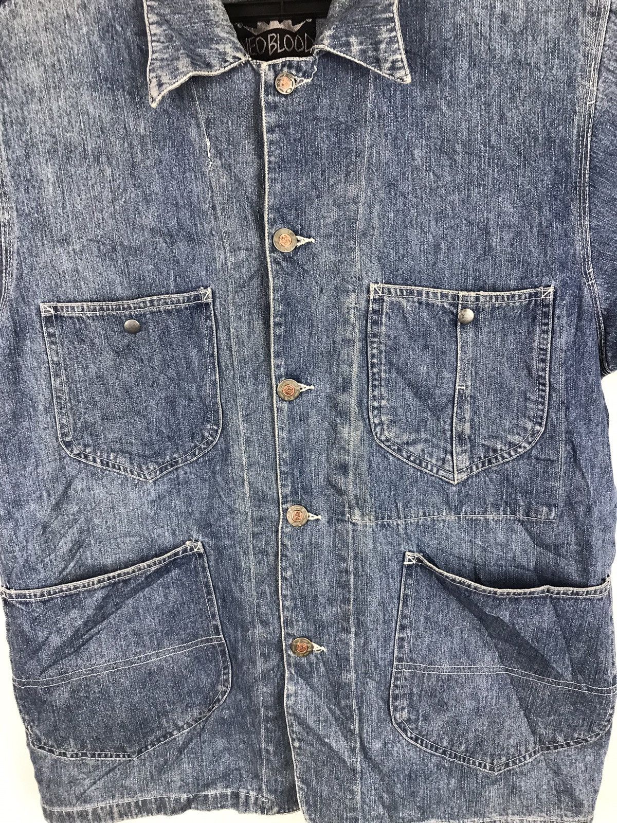 Japanese Brand Neo Blood Denim Jacket Four Pockets Trucker Workwear Size US L / EU 52-54 / 3 - 3 Thumbnail