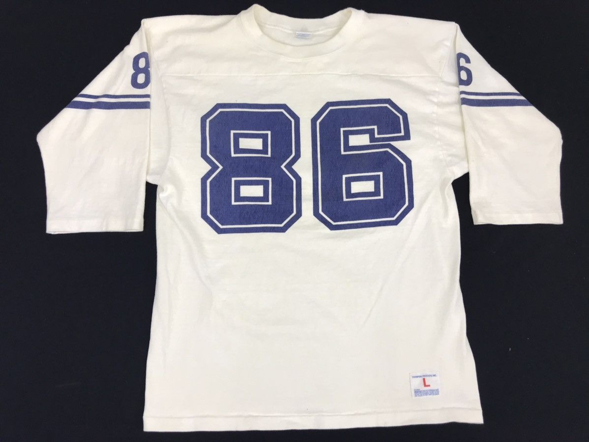 image of Champion 86 Quater Nice Design Printed Tee Nfl Raglan in White, Men's (Size Medium)