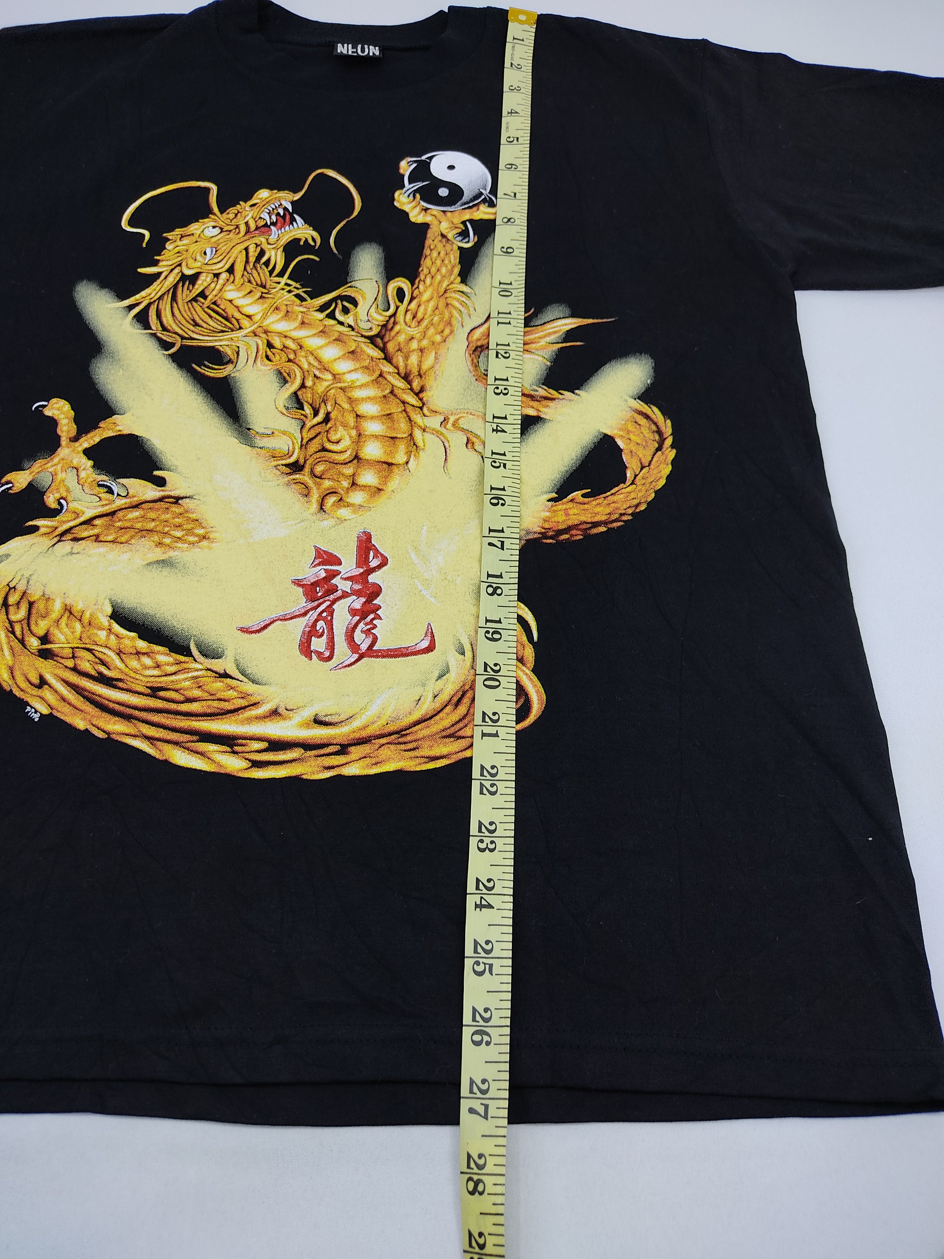 Vintage Yin Yan Art Dragon Logo Tattoo Unisex Tee By Neon Size US L / EU 52-54 / 3 - 6 Thumbnail