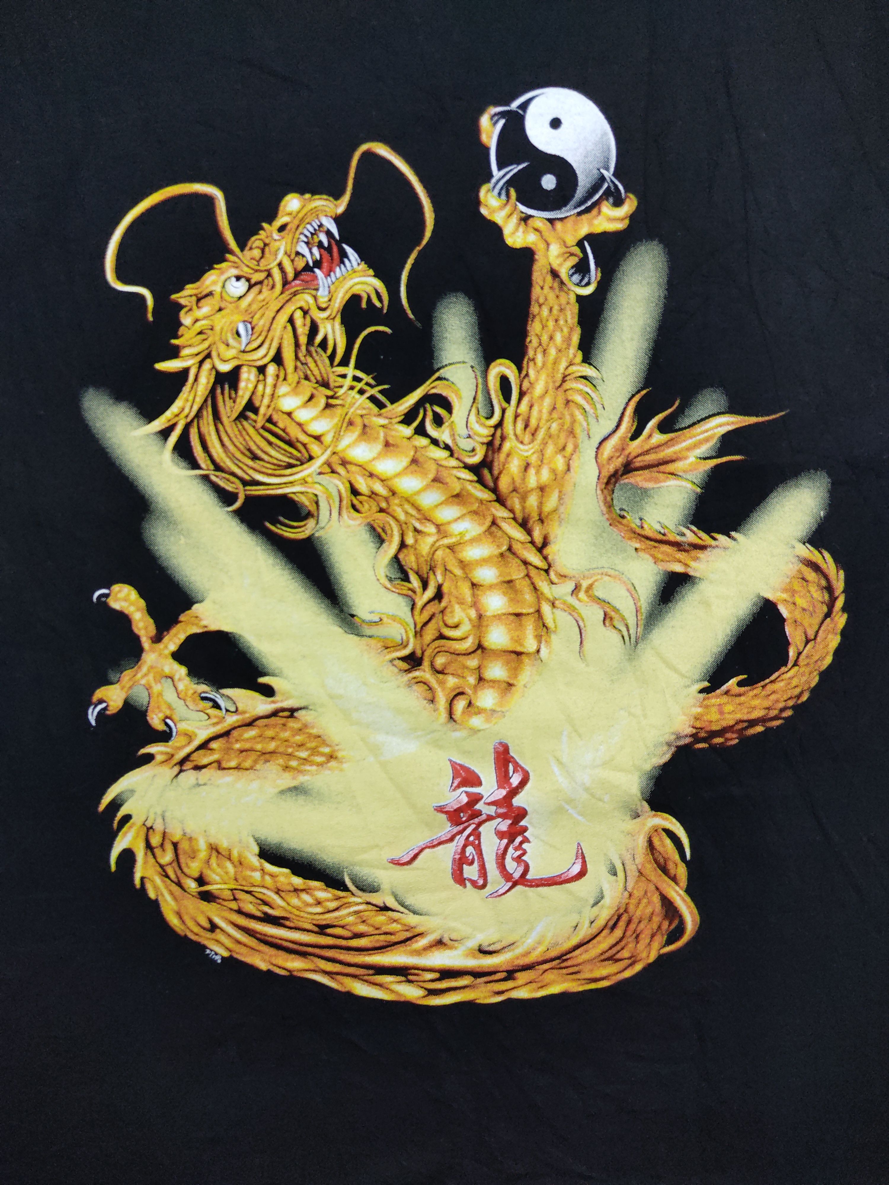 Vintage Yin Yan Art Dragon Logo Tattoo Unisex Tee By Neon Size US L / EU 52-54 / 3 - 2 Thumbnail