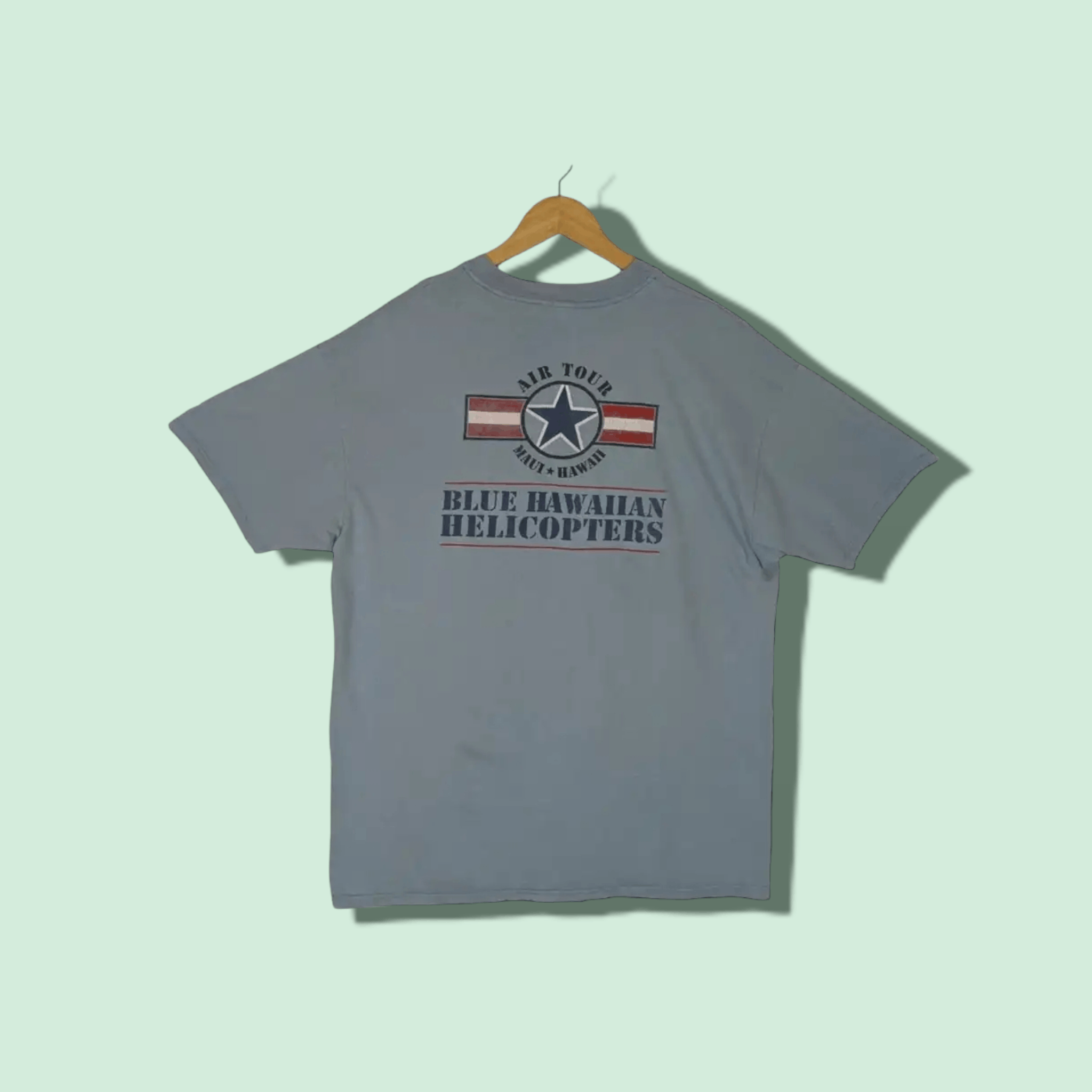 Hanes Vintage 90's US AIR FORCE Blue Hawaiian Helicopters T-Shirt Size US XL / EU 56 / 4 - 1 Thumbnail